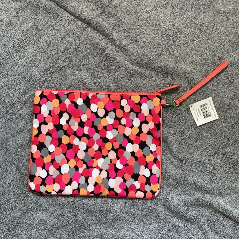 Vera Bradley Beach Pouch Pixie Confetti Pink Orange Wristlet NWT